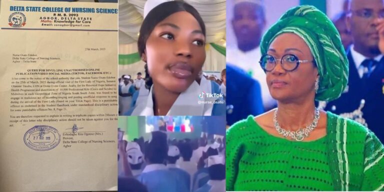 BREAKING: Delta Government Directs Nursing College To Withdraw Query Against Student Over Oluremi Tinubu Video